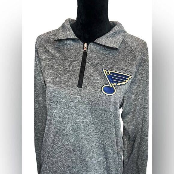 NHL ST LOUIS BLUES HOCKEY QUARTER ZIP LONG SLEEVE GRAY MENS PULLOVER SIZE SMALL - Picture 10 of 11